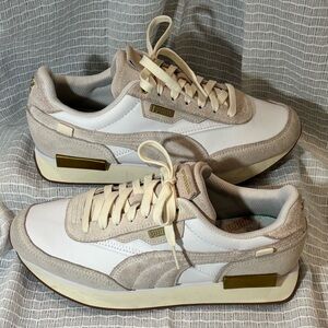 Puma Women's Cream and White Athletic Shoes